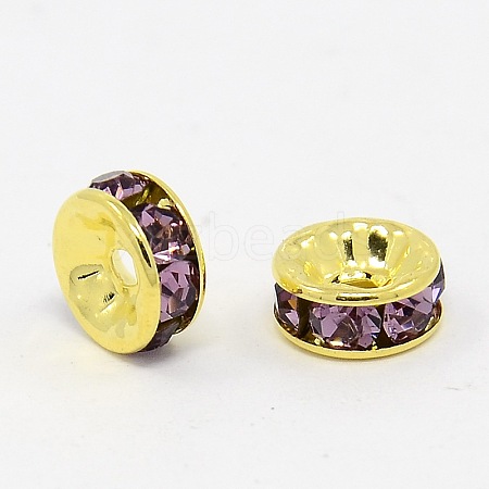 Brass Grade A Rhinestone Spacer Beads RSB034NF-16G-1