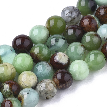 Natural Chrysoprase Beads Strands X-G-S333-6mm-016-1