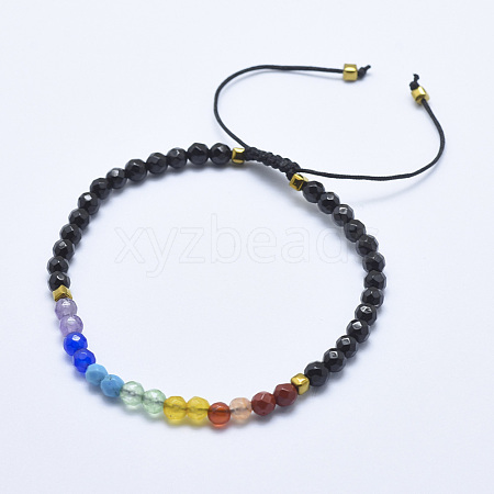 Natural Black Tourmaline Braided Bead Bracelets BJEW-I258-M06-1