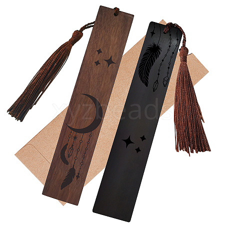 CRASPIRE 1 set Rosewood & African Blackwood Bookmarks Set AJEW-CP0001-78N-1