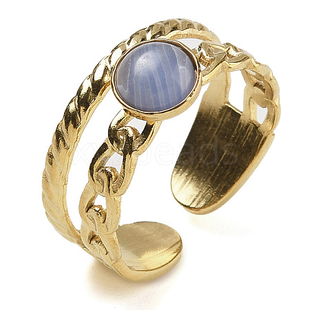 Synthetic Blue Lace Agate Finger Rings RJEW-U027-06G-09-1