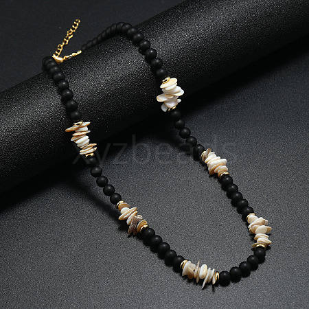 Bohemian Synthetic Non-magnetic Hematite & Coconut & Shell Surf Punk Beaded Necklaces for Men NI4745-3-1