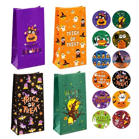 12Pcs 4 Styles Halloween Theme Paper Bag CARB-E006-01-1
