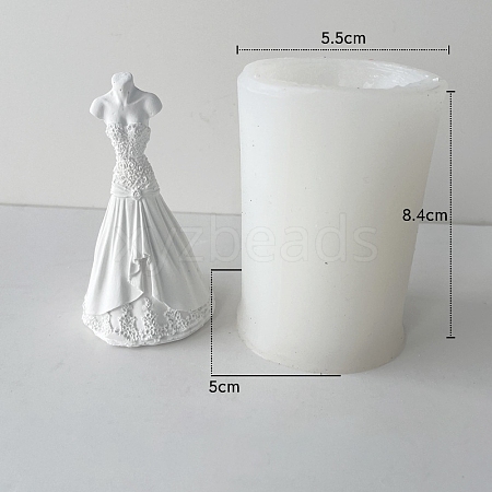 Wedding Bridal Dress Scented Candle Food Grade Silicone Molds PW-WG75464-05-1