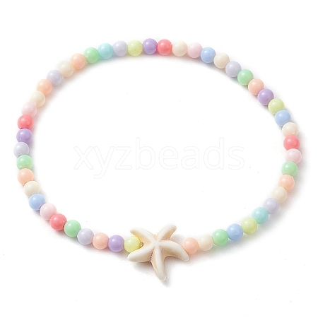 Beach Starfish Synthetic Turquoise Link Bracelets BJEW-JB10238-03-1