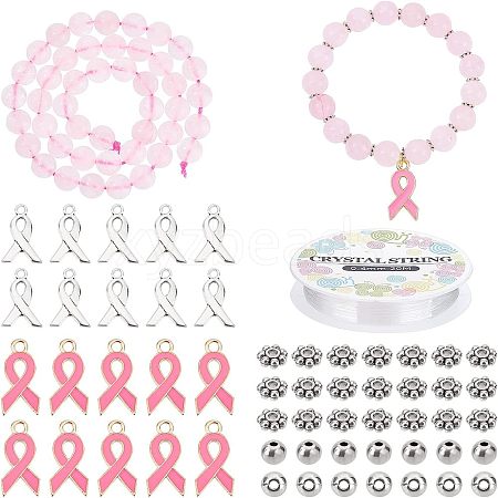  DIY Natural Rose Quartz Bracelet Making Kit DIY-NB0006-31-1