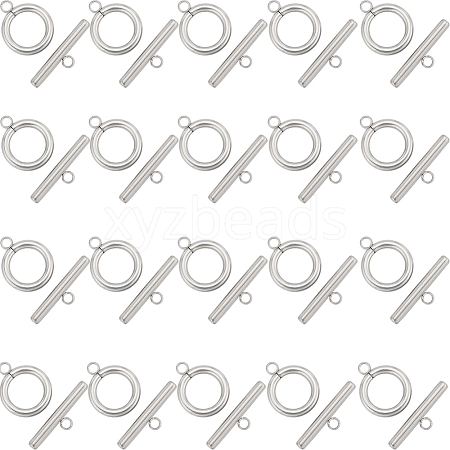 SUNNYCLUE 40Pcs 304 Stainless Steel Ring Toggle Clasps STAS-SC0007-42C-1