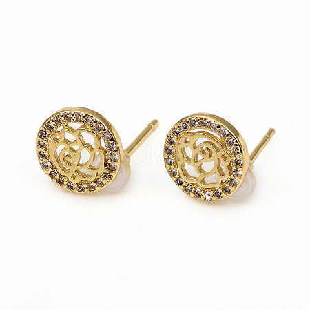 Brass Stud Earrings EJEW-L247-01G-1