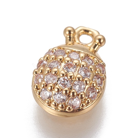 Brass Cubic Zirconia Charms ZIRC-O029-07G-1