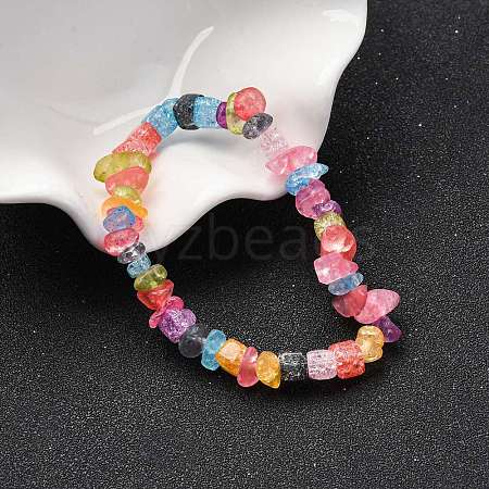 Unisex Synthetic Crackle Quartz Chips Beads Stretch Bracelets BJEW-S143-18-1-1