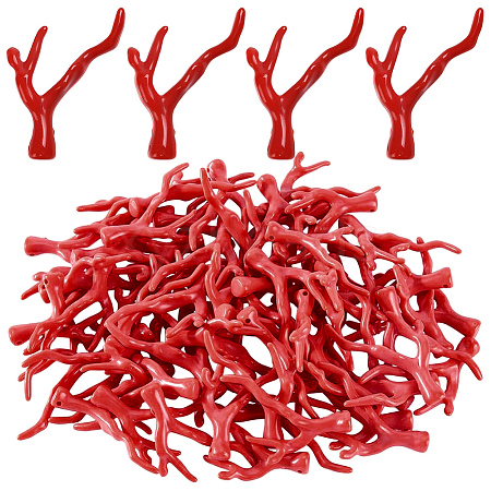 70Pcs Opaque Acrylic Imitation Coral Beads SACR-SC0001-64-1