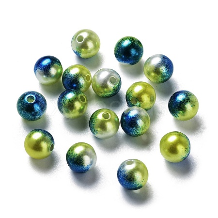 Rainbow ABS Plastic Imitation Pearl Beads OACR-Q174-6mm-16-1