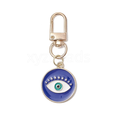 Flat Round with Evil Eye Alloy Enamel Pendant Decorations HJEW-JM02408-03-1