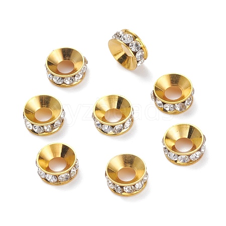 Brass Rhinestone Spacer Beads RSB093-1G-1