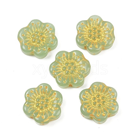 Baking Paint and Golden Metal Enlaced Glass Beads DGLA-T004-09C-1