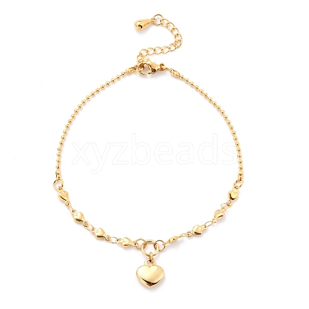 304 Stainless Steel Heart Charm Bracelets STAS-B021-12-1