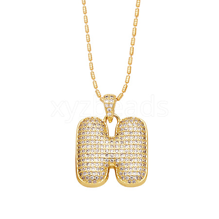 Brass Micro Pave Cubic Zirconia Pendant Necklaces PW-WG99827-08-1