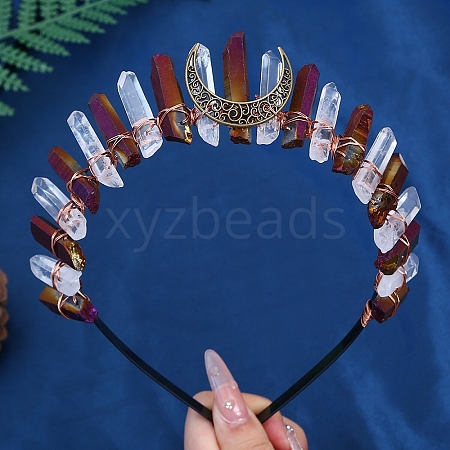 Electroplated Natural Quartz Crystal Hair Bands PW-WGE5B7A-03-1