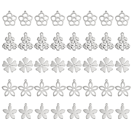 DICOSMETIC 100Pcs 5 Style 304 & 201 Stainless Steel Pendants STAS-DC0012-76-1