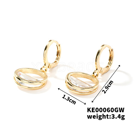 Fashionable Ring Brass Cubic Zirconia Hoop Earrings for Women GD5686-1-1