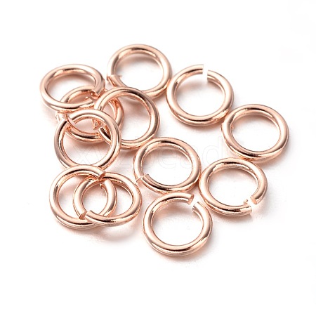 Eco-Friendly PVD Vacuum Plating & Long-Lasting Plated Brass Open Jump Rings KK-E663-6mm-RG-1