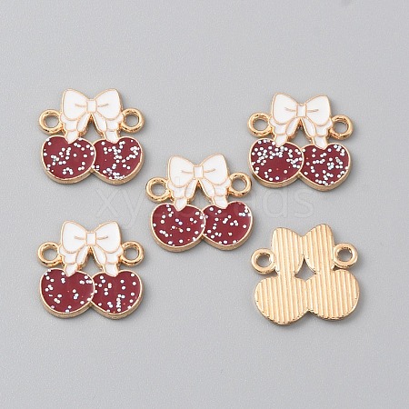 Alloy Dark Red Enamel Connector Charms ENAM-CJC0019-01H-1