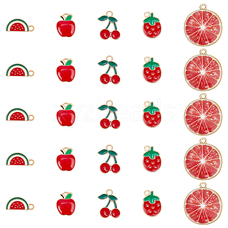 50Pcs 5 Styles Alloy Enamel Pendants ENAM-SC0005-65-1