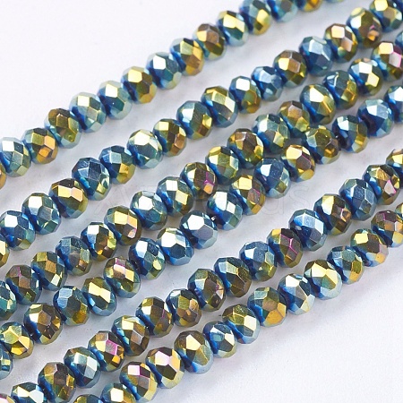 1 Strand Faceted Electroplate Glass Rondelle Bead Strands X-EGLA-J025-F02-1