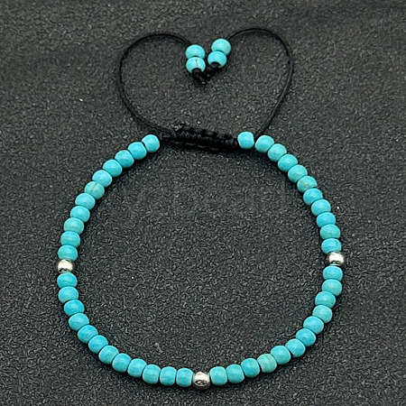 Adjustable Synthetic Turquoise Braided Beaded Bracelets for Women LG9619-7-1