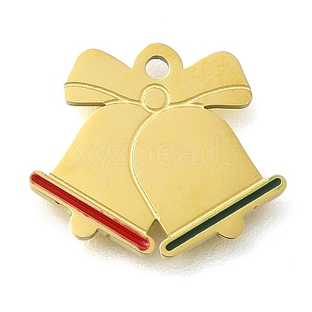 Christmas Themed Ion Plating(IP) 304 Stainless Steel Enamel Charms STAS-B075-36G-01-1