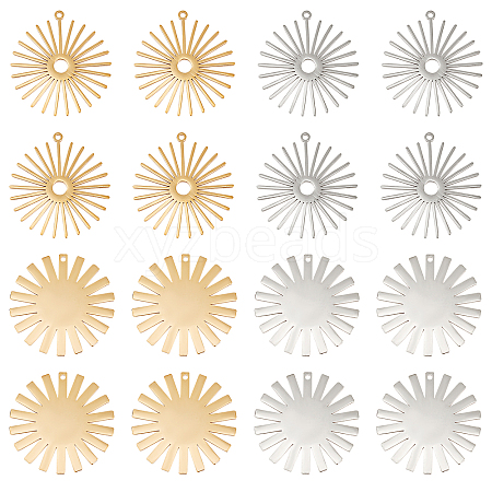 16Pcs 4 Style 201 Stainless Steel Pendants STAS-DC0005-28-1