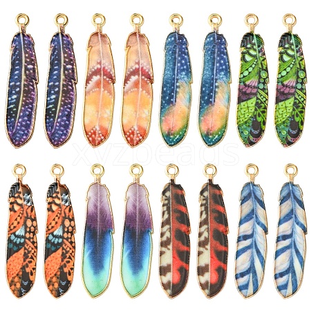 16Pcs 8 Styles Alloy Enamel Pendants FIND-FS0002-69-1