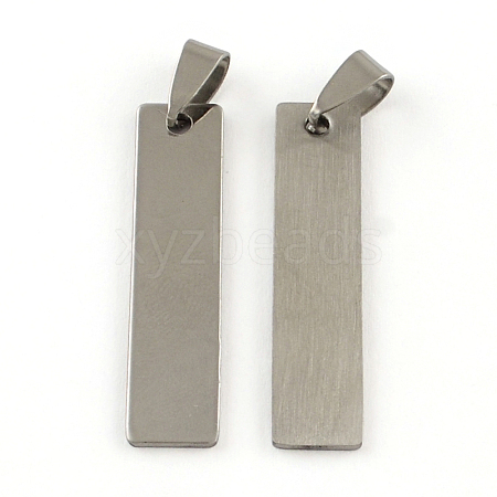 Non-Tarnish 201 Stainless Steel Rectangle Stamping Blank Tag Pendants X-STAS-R064-15-1