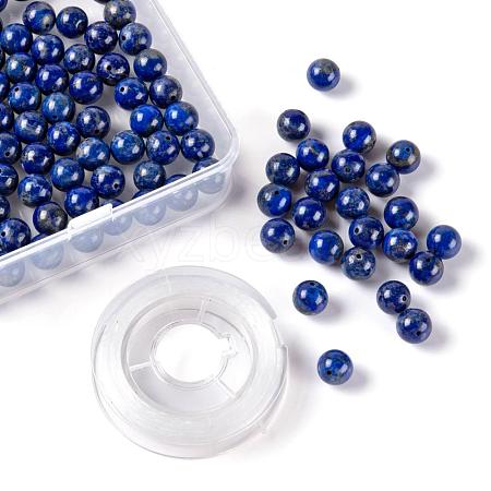 D100Pcs 8mm Natural Lapis Lazuli Round Beads DIY-LS0002-02-1