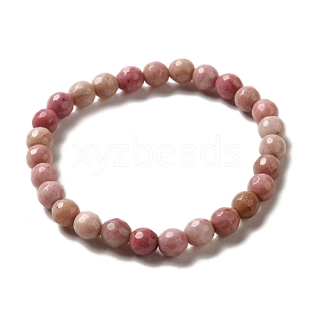 Natural Rhodonite Round Beaded Stretch Bracelet for Women BJEW-D446-F-27-1