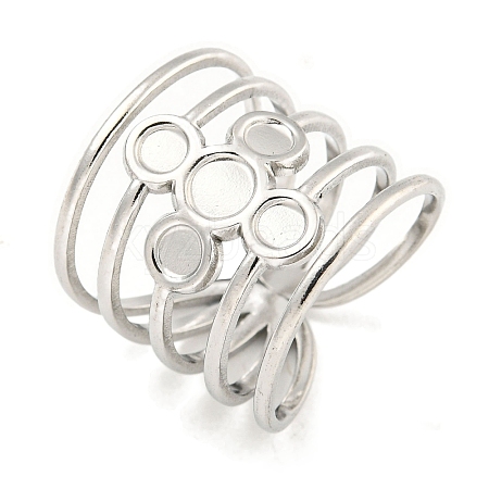 Non-Tarnish 304 Stainless Steel Cross Wide Open Cuff Ring Components RJEW-A043-06P-1