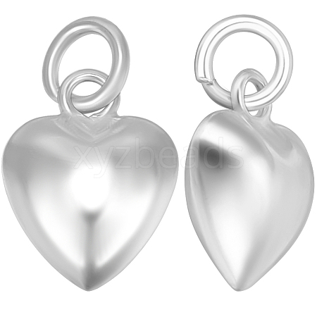 3Pcs 925 Sterling Silver Puffed Heart Charms with Jump Rings STER-BBC0008-09-1