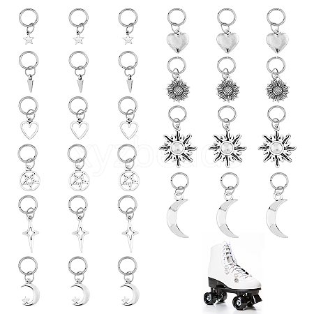 60Pcs 10 Styles Sun Moon Heart Tibetan Style Alloy Shoe Charms PALLOY-AB00262-1