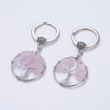 Natural Rose Quartz Keychain KEYC-E023-03E-1