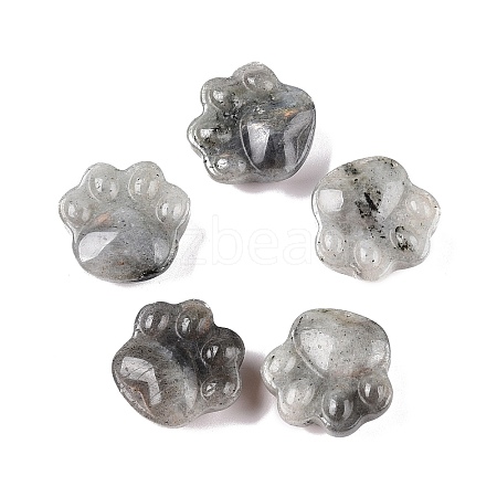 Natural Larvikite Cat Paw Print Figurines DJEW-N003-03G-1