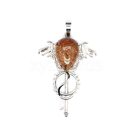 Synthetic Goldstone Teardrop Pendants PW-WG60016-07-1