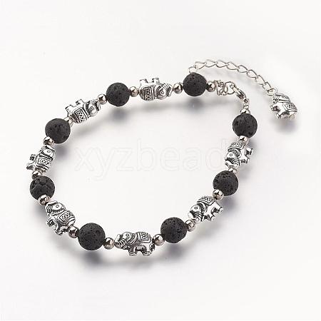 Natural Lava Rock Beads Bracelets BJEW-JB02715-1