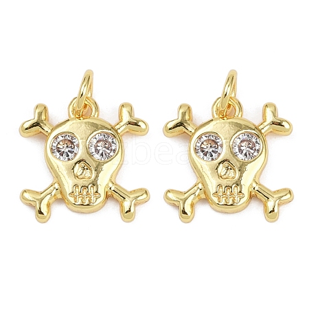 Brass Micro Pave Clear Cubic Zirconia Pendants KK-L231-10G-1