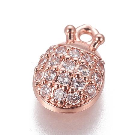 Brass Cubic Zirconia Charms ZIRC-O029-07RG-1