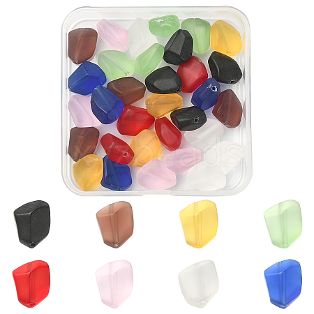 32Pcs 8 Colors Transparent Frosted Glass Beads Strands GLAA-FS0001-60-1