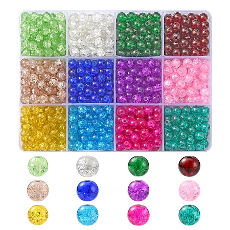 900Pcs 12 Colors Spray Painted Crackle Glass Beads Strands CCG-YW0001-10-1