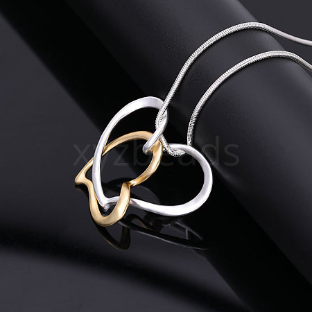 Alloy Couple Heart Pendant Round Snake Chain Necklaces for Women FS-WG2D0F8-03-1