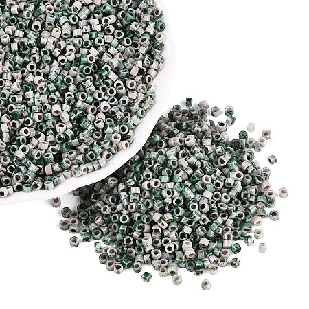 Opaque Picasso Cylinder Glass Beads SEED-Q039-06A-18-1