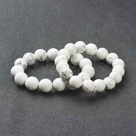 Natural Howlite Beaded Stretch Bracelets BJEW-A117-C-03-1