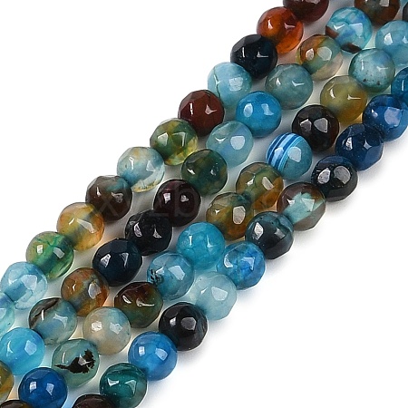 Faceted Natural Agate Round Beads Strands G-E318C-4mm-10-1